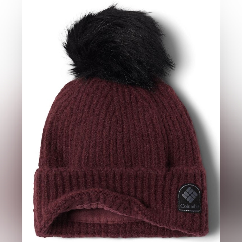 Women's Columbia pom pom beanie purple
